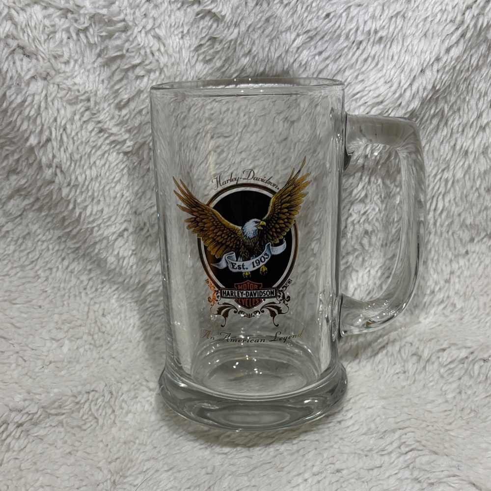 Harley-Davidson Glass Mug with Eagle and Logo